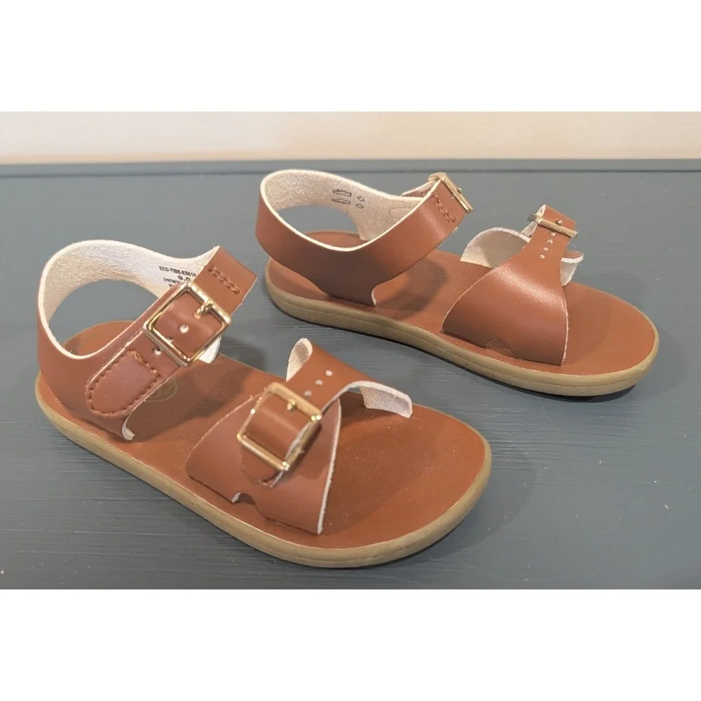 Footmates Eco Tide Tan Leather Sandals Toddler Size 9 Water Friendly ES010-221